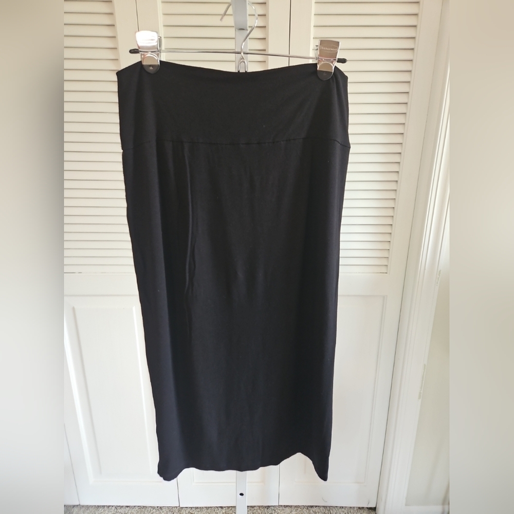 Eileen Fisher Small-Medium Black Viscose Spandex Maxi Skirt Stretch Capsule - Picture 2 of 6